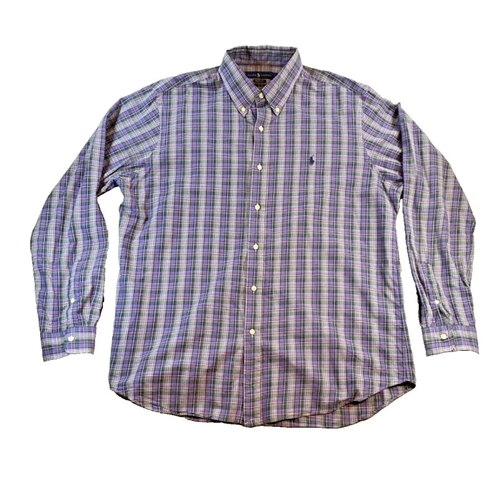Polo Ralph Lauren Purple and Green Classic Fit Button Down Men’s XL